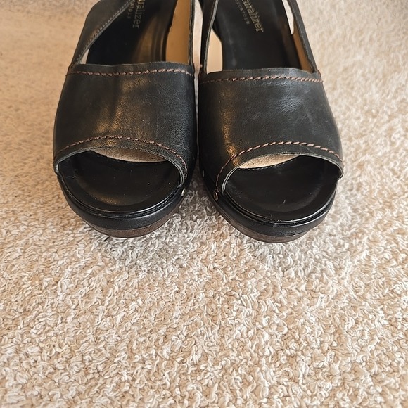 Naturalizer N5 Contour Honey Heeled Platform Slingback Sandals Black Leather 7 - Picture 7 of 16